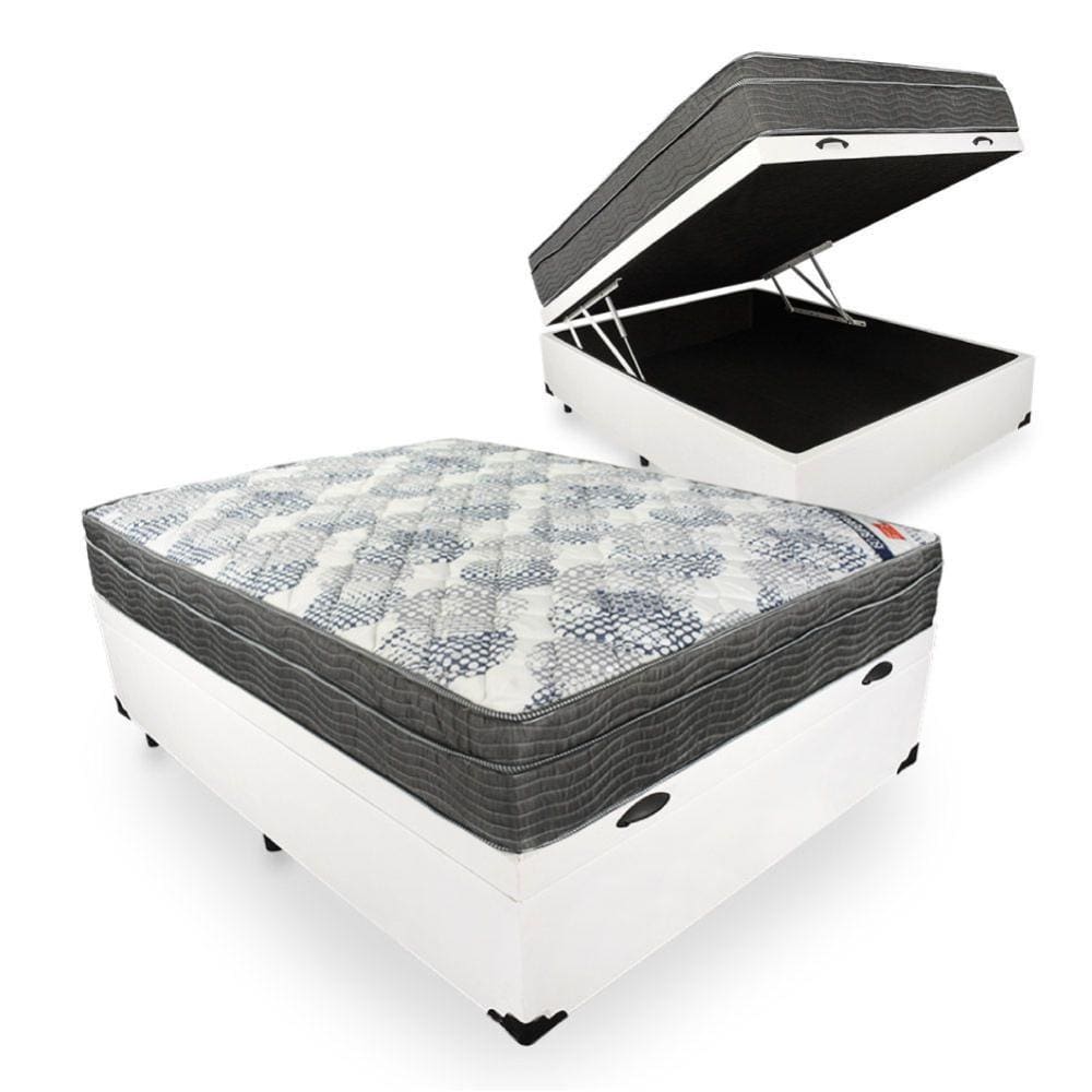 Cama Box Baú Casal + Colchão De Molas Ensacadas Ortobom ISO SuperPocket 138cm