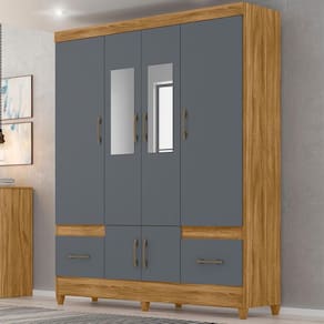 Guarda Roupa Casal com Espelho MS912 4 portas 2 gavetas
