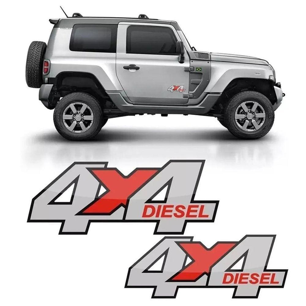 Par De Emblema Faixa Lateral 4X4 Troller Diesel