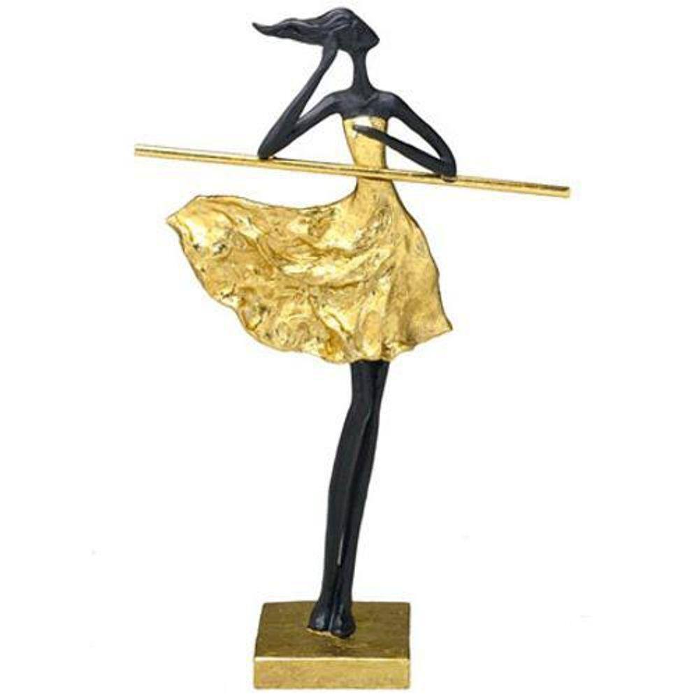 Escultura De Resina Bailarina Dourada I 22X36 Cm