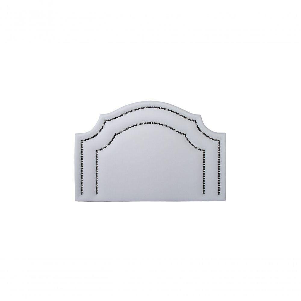 Cabeceira Solteiro Luxo Dupla 90X60 Branco Tachas Fumê