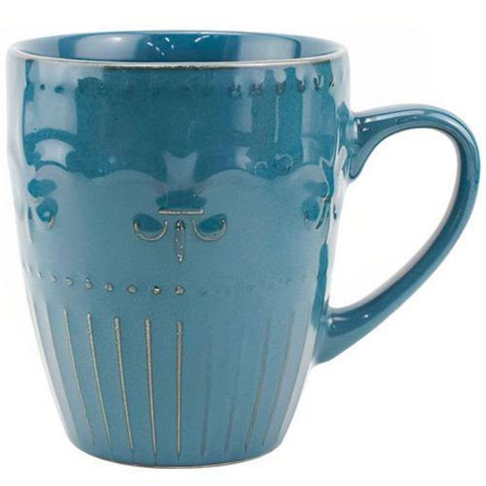 Caneca De Porcelana La Fleur Azul 320 Ml