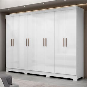 Guarda Roupa Casal 8 Portas 4 Gavetas com Pés Paris Espresso Móveis Branco Espresso Móveis