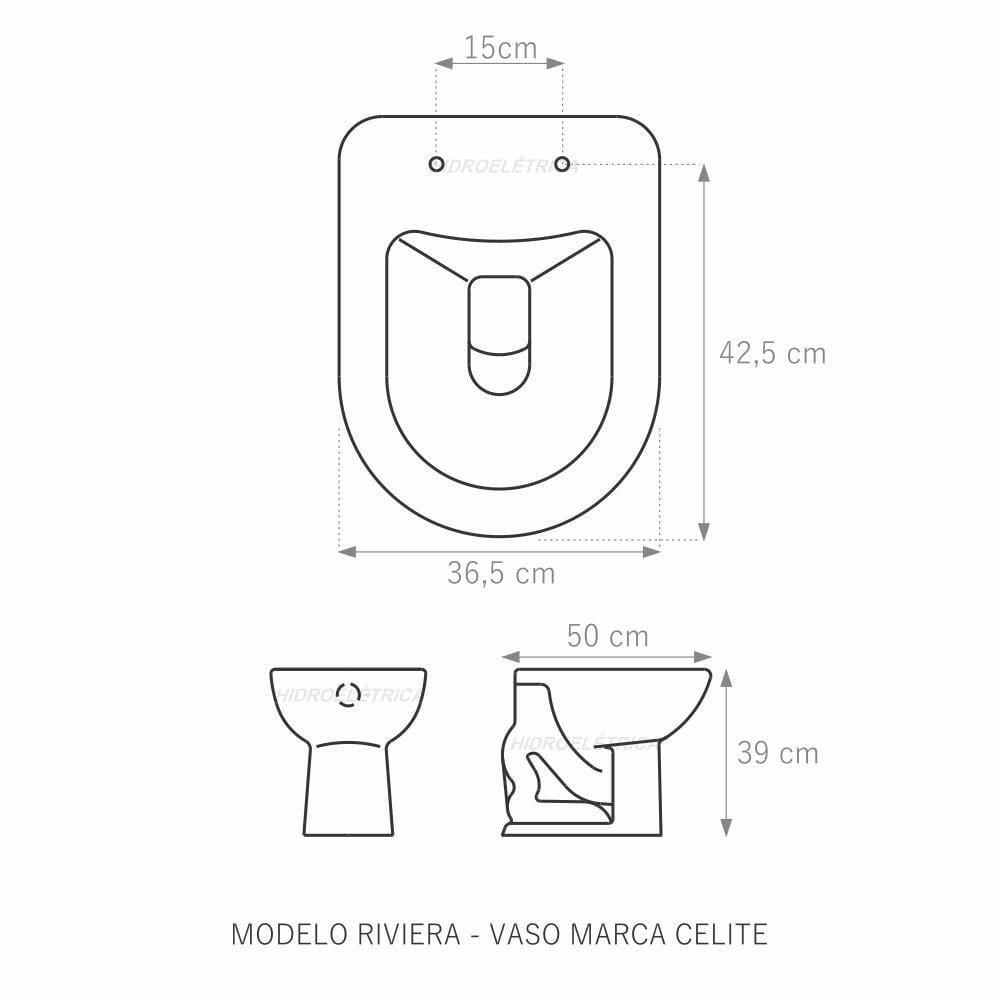 Assento Sanitário Riviera Mogno Tampa Para Vaso Celite Mdf
