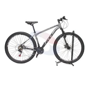 Bicicleta Aro 29 Gti Roma Alumínio 21v Freio a Disco Garfo Suspensão - Cinza/Preto