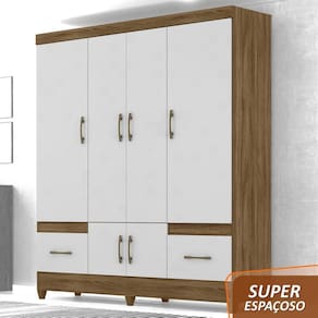 Guarda Roupa 06 Portas Ms 912 Moval - Naturale/Branco