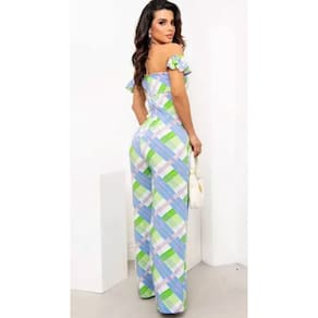 Macacão Viscose Estampa Geométrica 100% Viscose - Tam M