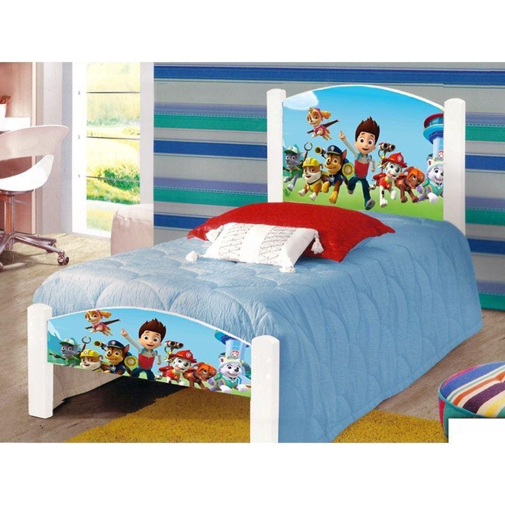 Cama Solteiro Infantil Patrulha Canina Branco
