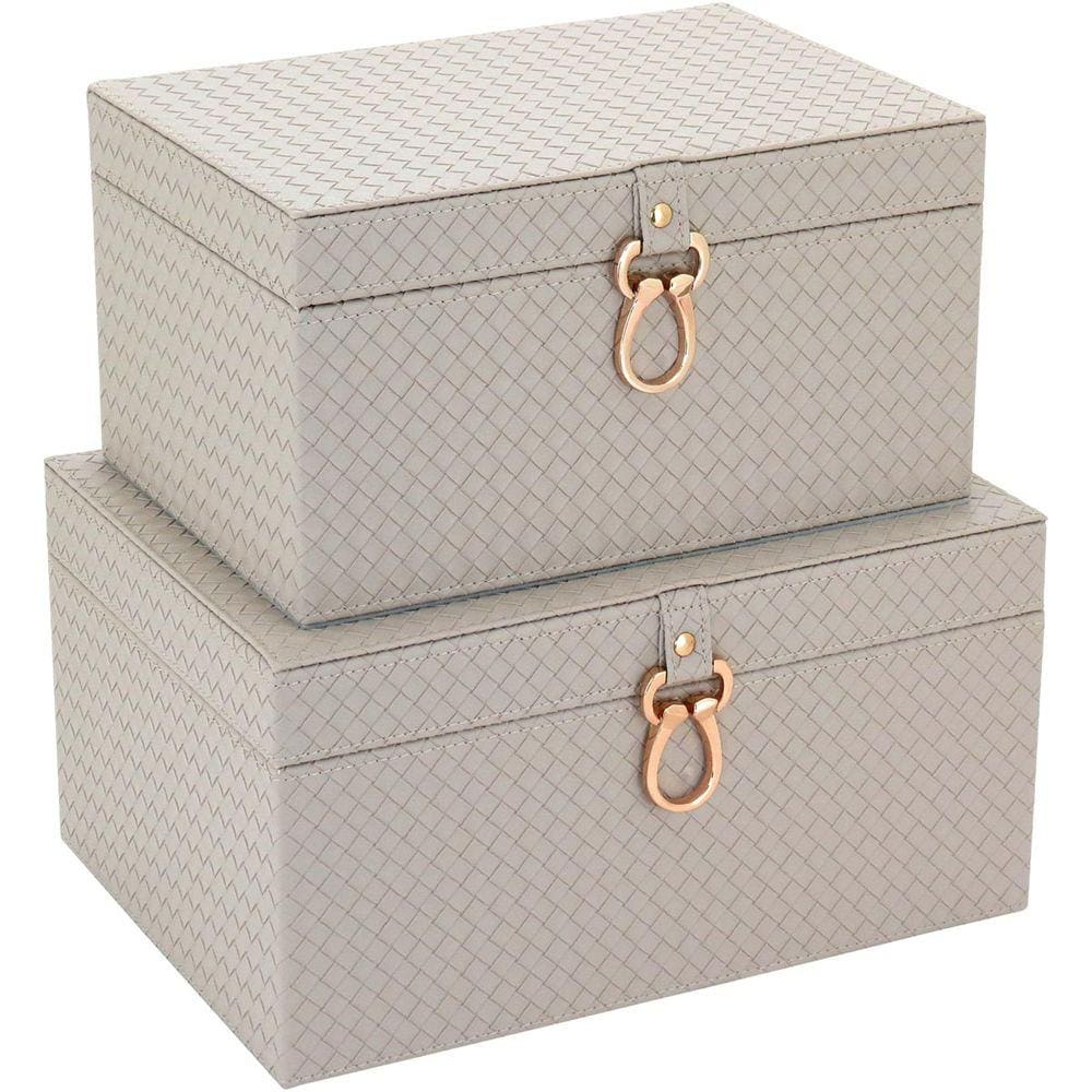 HOME&CO URANUS CAIXA ORGANIZADORA SINTÉTICO CREME 2PÇ