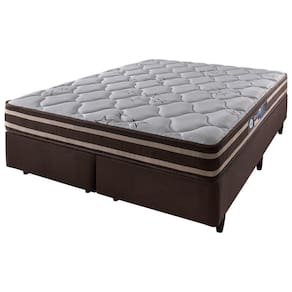 Cama Box Queen Marrom + Colchão Espuma D70/D28 Dupla Face Oakland 158x198x66cm