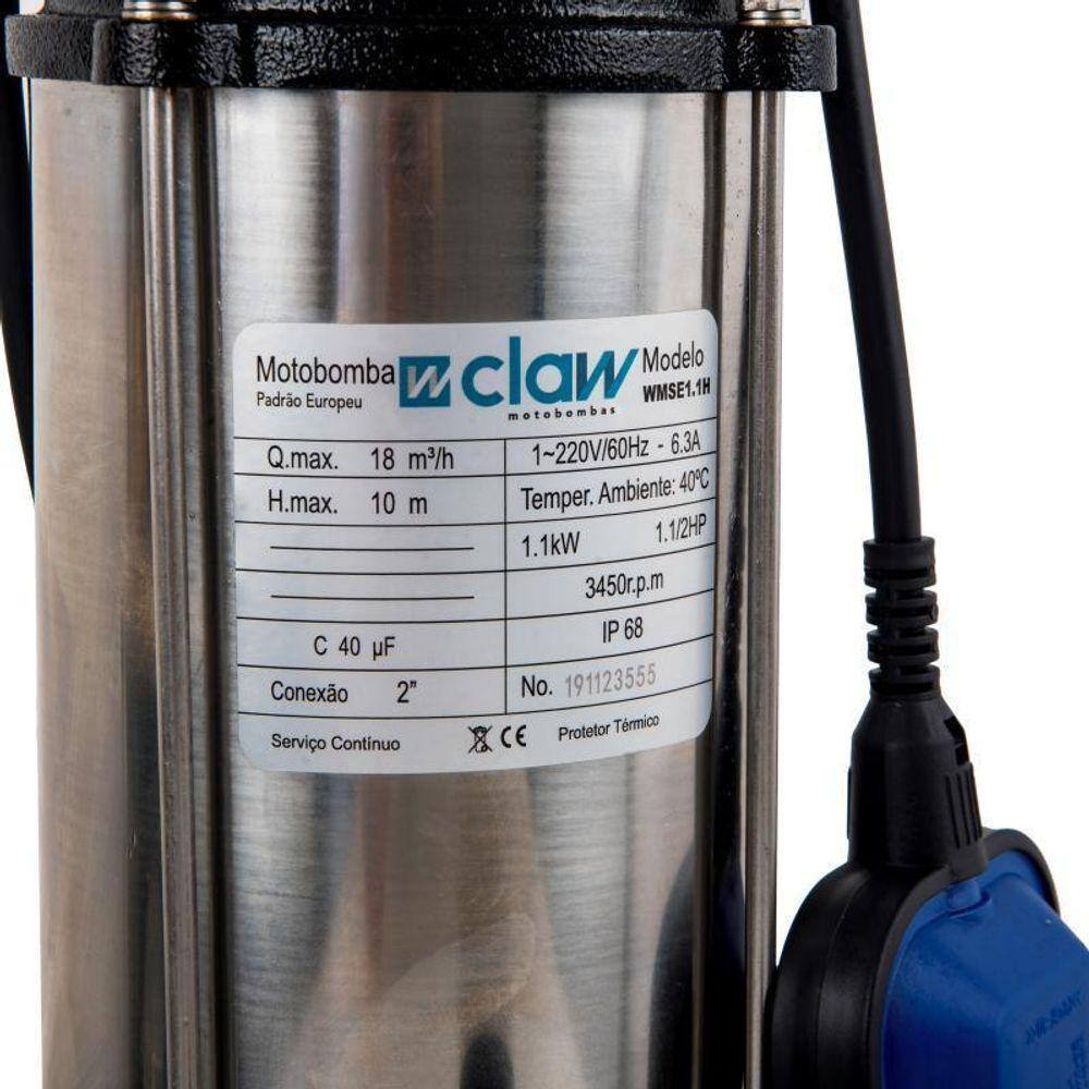Bomba Água Submersa De Esgoto Claw Limpa Fossa Trituradora
