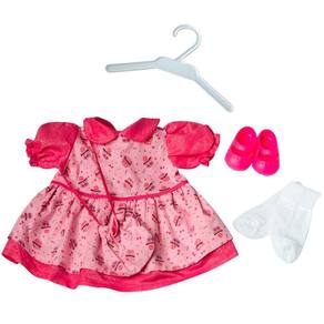 Kit Roupa Boneca Reborn 46/56Cm 6 Itens Vestido Poá Casinha