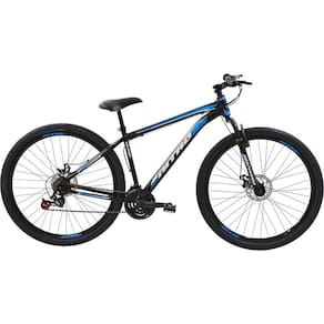 Bicicleta Aro 29 MTB Quadro 17" Freio a Disco Mecânico 21 velocidades Nitro Steel Preta/Azul Poli Sports