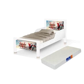 mini cama juvenil dos Homem Aranha infantil retro proteção lateral branca com colchão