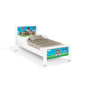 mini cama com proteção lateral branca da patrulha canina