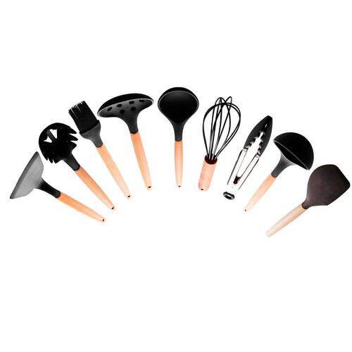 imagem-Conjunto Utensílios Lyor Charmy Silicone 9 Peças - Preto