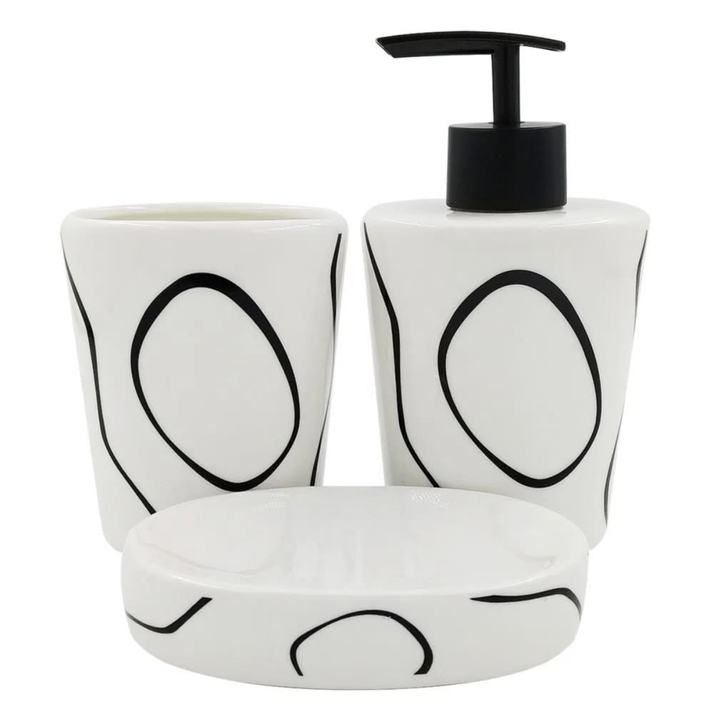 Conjunto Banheiro Lavabo Branco Com Preto Banheiro Decorado