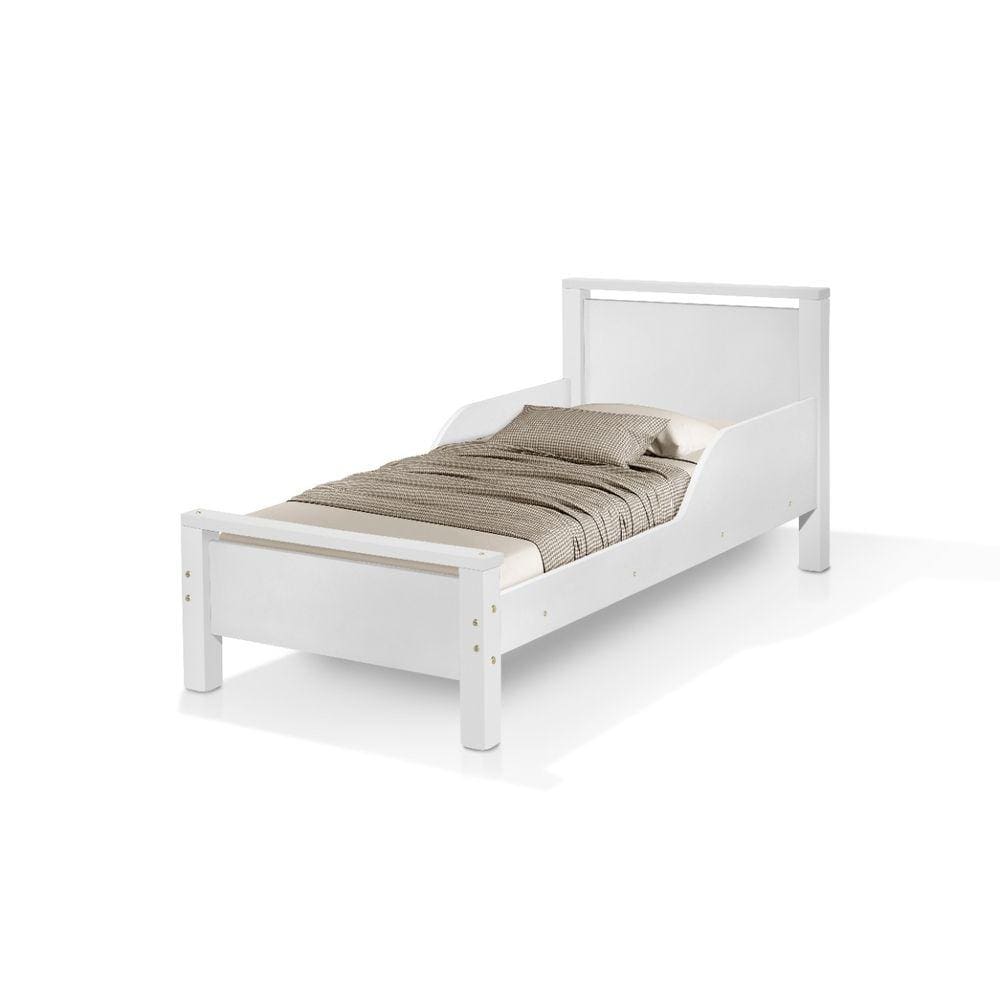 cama juvenil retro branco com pes madeira