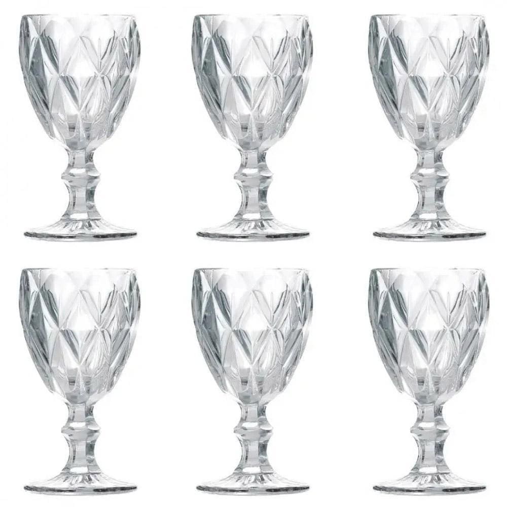 Jogo De 6 Taças Para Água Suco Vinho Cristal Diamond Lyor