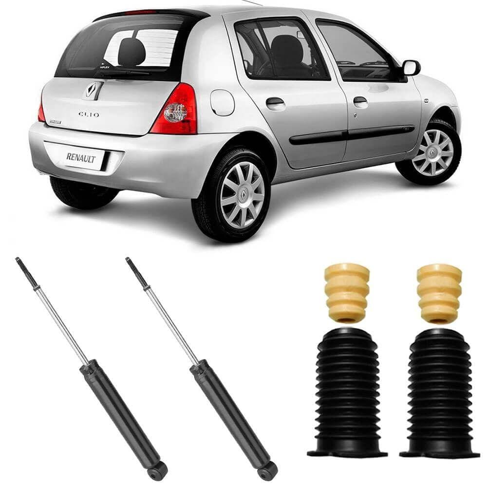 2 Amortecedor Renault Clio 2000 a 2011 Traseiro Nakata e Kit