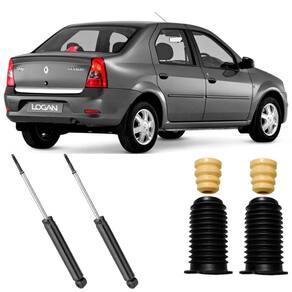 Kit 2 Amortecedor Logan Traseiro Batente Coifa