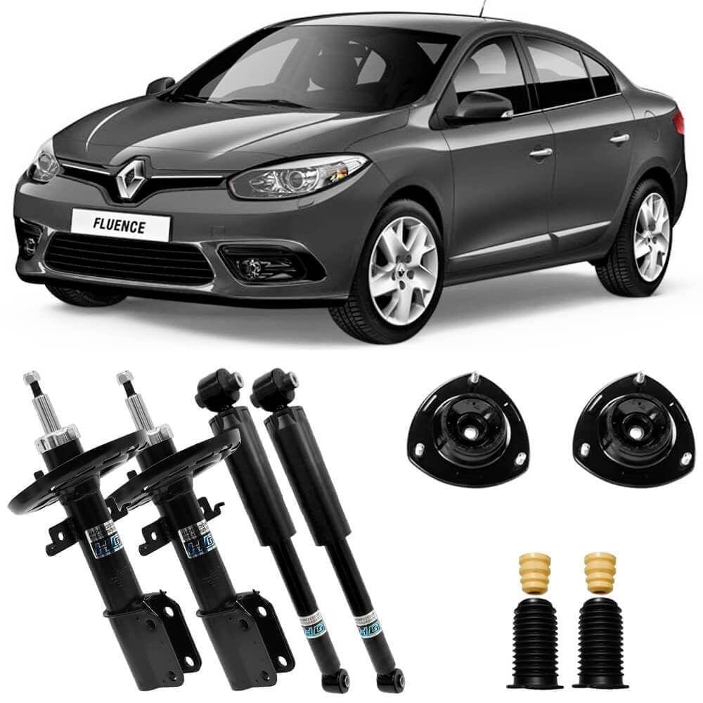 4 Amortecedor Renault Fluence 2011 a 2017 Dianteiro Traseiro Nakata e Kit