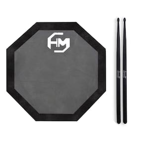 Kit Pad Estudo Bateria HM Pto e Baquetas Fibra Torelli TQ020