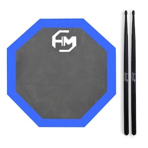 Kit Pad Estudo Bateria HM Az e Baquetas Torelli Fibra TQ020