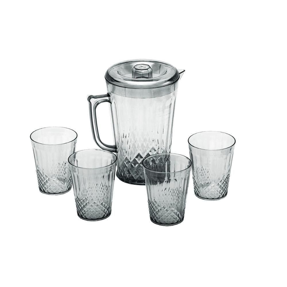 Jarra Acrílico 1 Litro com 4 Copos Agua Suco Bebida Branco