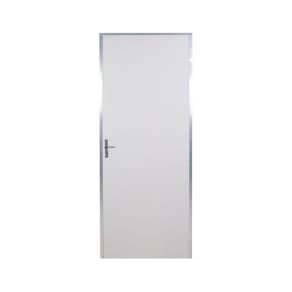 Kit Porta de Madeira Lisa 212x65cm com Batente de Aluminio 3,6cm Ecomadeiral MGM Branco