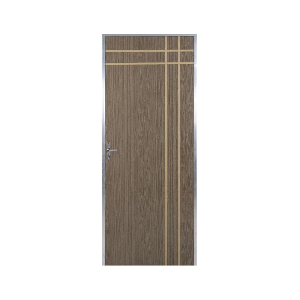 Kit Porta de Madeira Decorada 212x95cm com Batente de Aluminio 3,6cm Mantiqueira MGM Carvalho Quebec