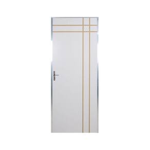 Kit Porta de Madeira Decorada 212x95cm com Batente de Aluminio 3,6cm Mantiqueira MGM Branco
