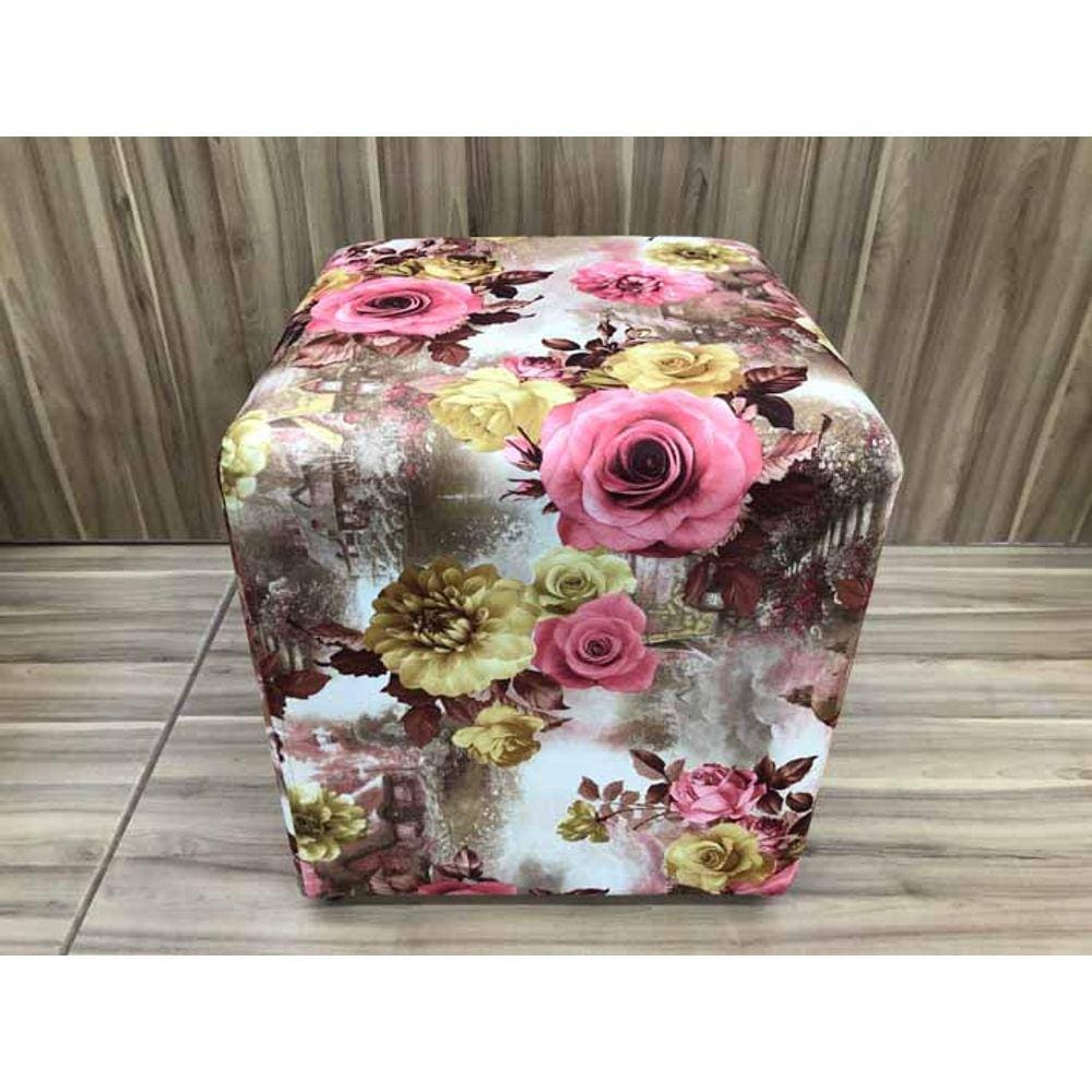 Puff Decorativo Floral Rosa 66 Alpoim