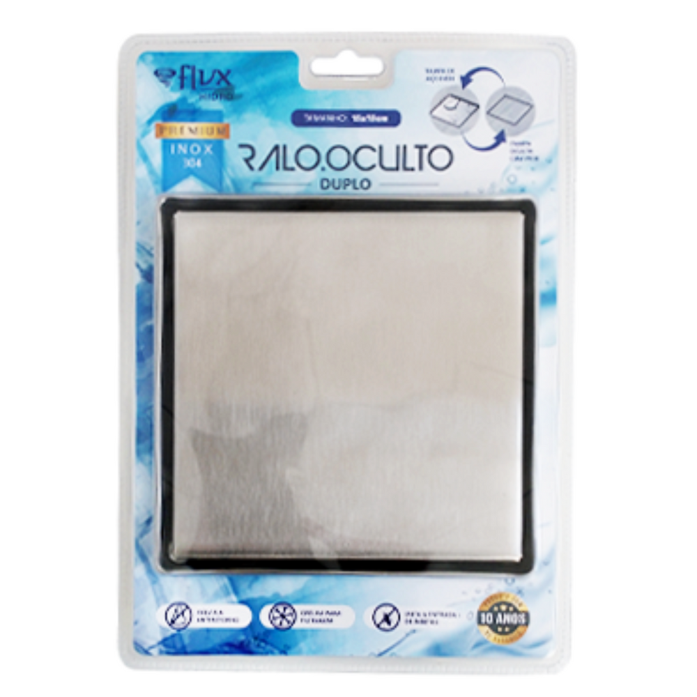 Ralo Oculto Duplo Quadrado 15x15cm