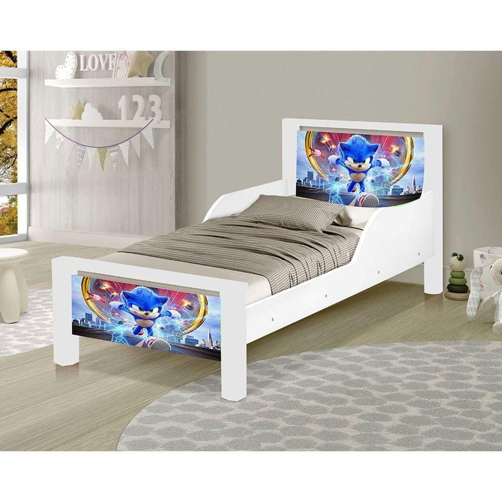Mini Cama Infantil Adesivada Sonic Branco