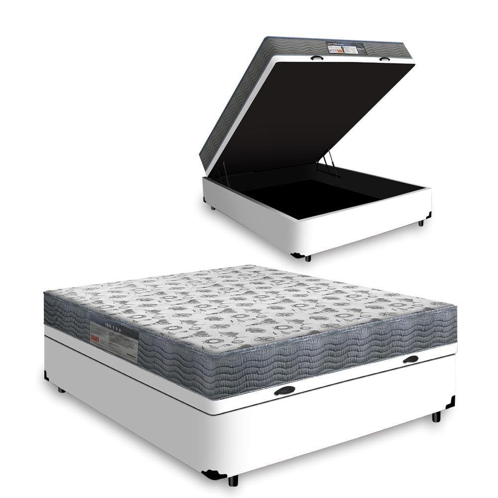 Cama Box Baú Viúva + Colchão D33 Ortobom ISO 100 128cm