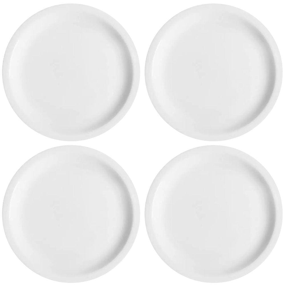 Jogo 4 Pratos de Sobremesa em Porcelana 19cm Classe Única Iguaçu Germer Branco