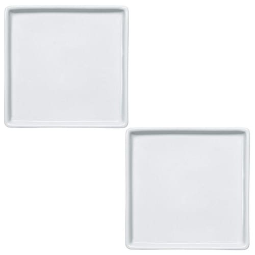 imagem-Jogo 2 Pratos de Pão Quadrados Rasos em Porcelana 16x16cm Americana Germer Branco