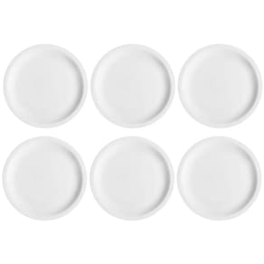 Jogo 6 Pratos de Sobremesa em Porcelana 19cm Classe Única Iguaçu Germer Branco