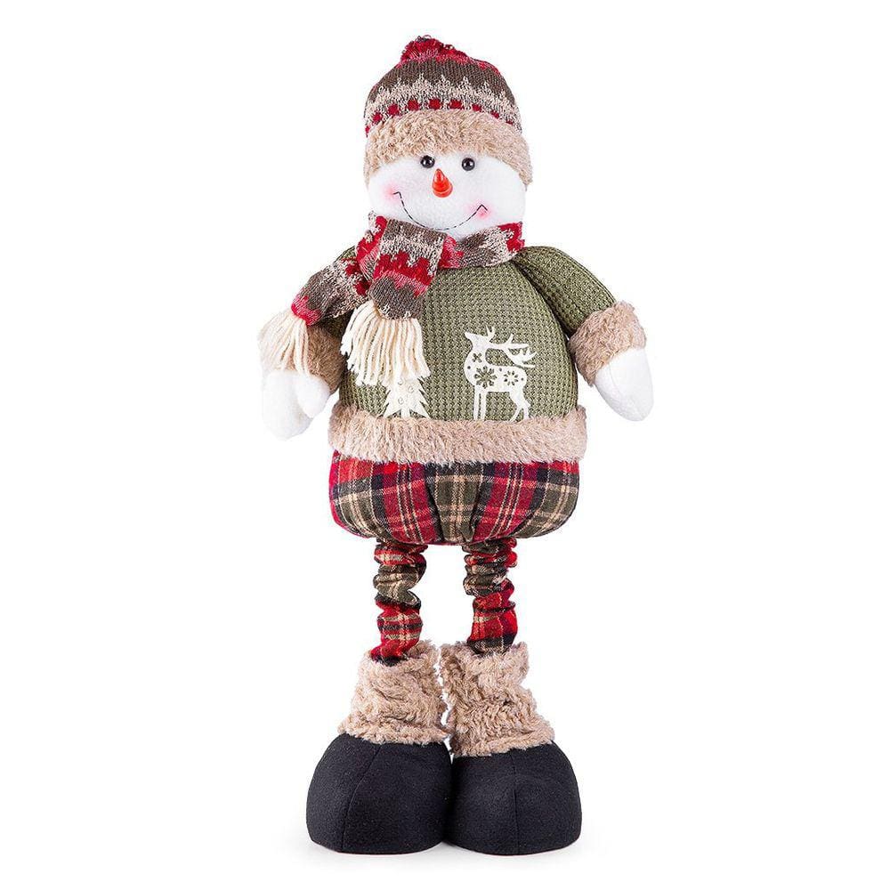Boneco De Natal Decorativo Em Poliéster Xadrez Com Ajuste De Altura 78cm Papai Noel