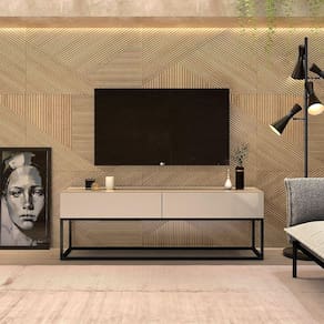 Rack Bancada Para Sala Tv Ate 50 Polegadas Off White/Preto