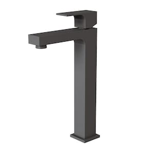 Misturador Monocomando Bica Alta Para Lavatorio Fani Retta Preto Fosco 6877 Bk330