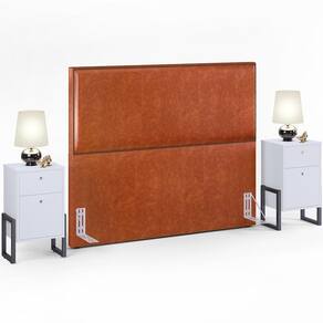 Cabeceira Casal 140Cm Camel 2 Mesas Cabeceira Branco