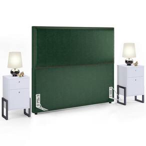 Cabeceira Casal 140cm Verde Musgo 2 Mesas Cabeceira Branco