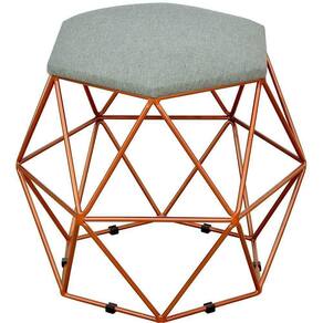 Puff Aramado Bronze Six L02 Linho Cinza Escuro