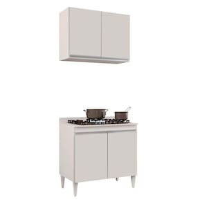 Kit Armário Aéreo Balcão Para Cooktop 02s Branco 80cm