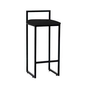 Banqueta Industrial Premium Aço Preta Assento Preto Preto