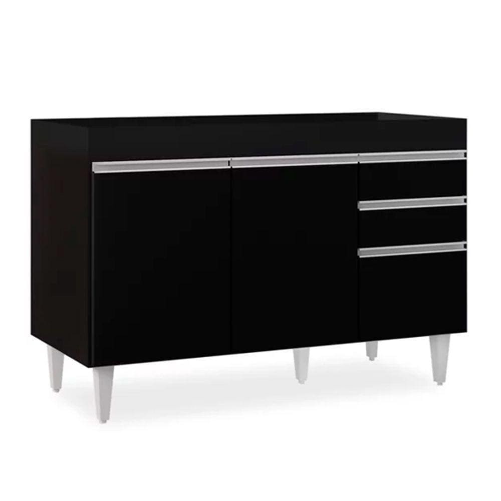 Balcão 02 Gavetas 120Cm Preto