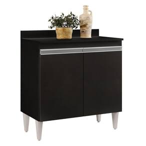 Balcão De Cozinha Com Tampo 02s Sara 80cm Preto