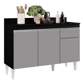Balcão 01 Gaveta Vick Preto Cinza 120Cm